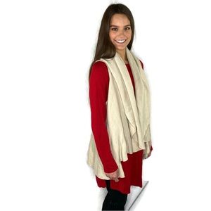 Look Tan Oversized Layered Vest with Waterfall Collar Small / Medium in size